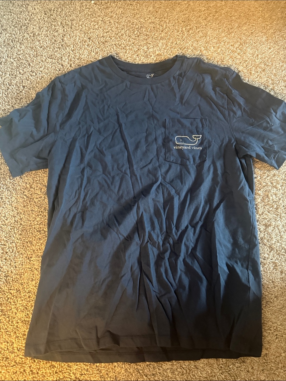 Vineyard Vines Navy Short-Sleeve Pocket Tee with Whale Logo